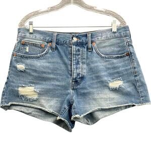 Madewell Relaxed Denim Distressed Blue Jean Shorts Women 28"